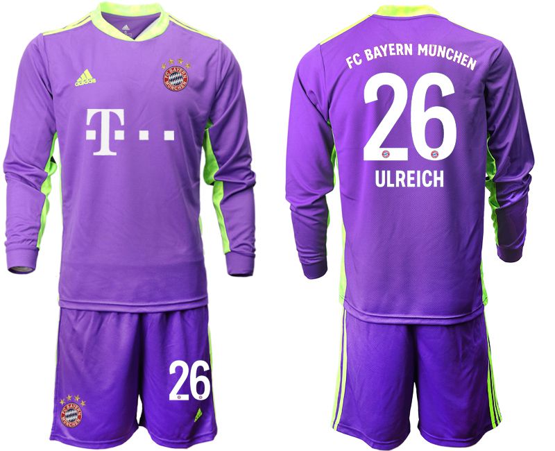 Men 2020-2021 club Bayern Munich purple long sleeved Goalkeeper #26 Soccer Jerseys->bayern munich jersey->Soccer Club Jersey